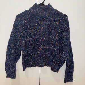 Alya Francesca's Navy Rainbow Confetti Turtleneck Sweater